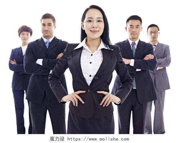 团队站在白色背景上企业专业商务精英团队商务男女